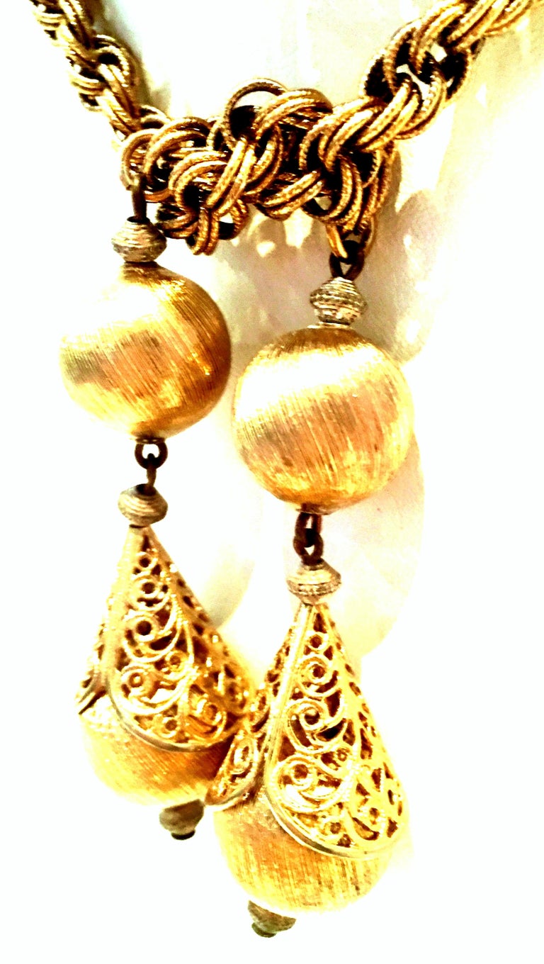 20th Century Gold Plate Rope Lariat Necklace For Sale at 1stDibs