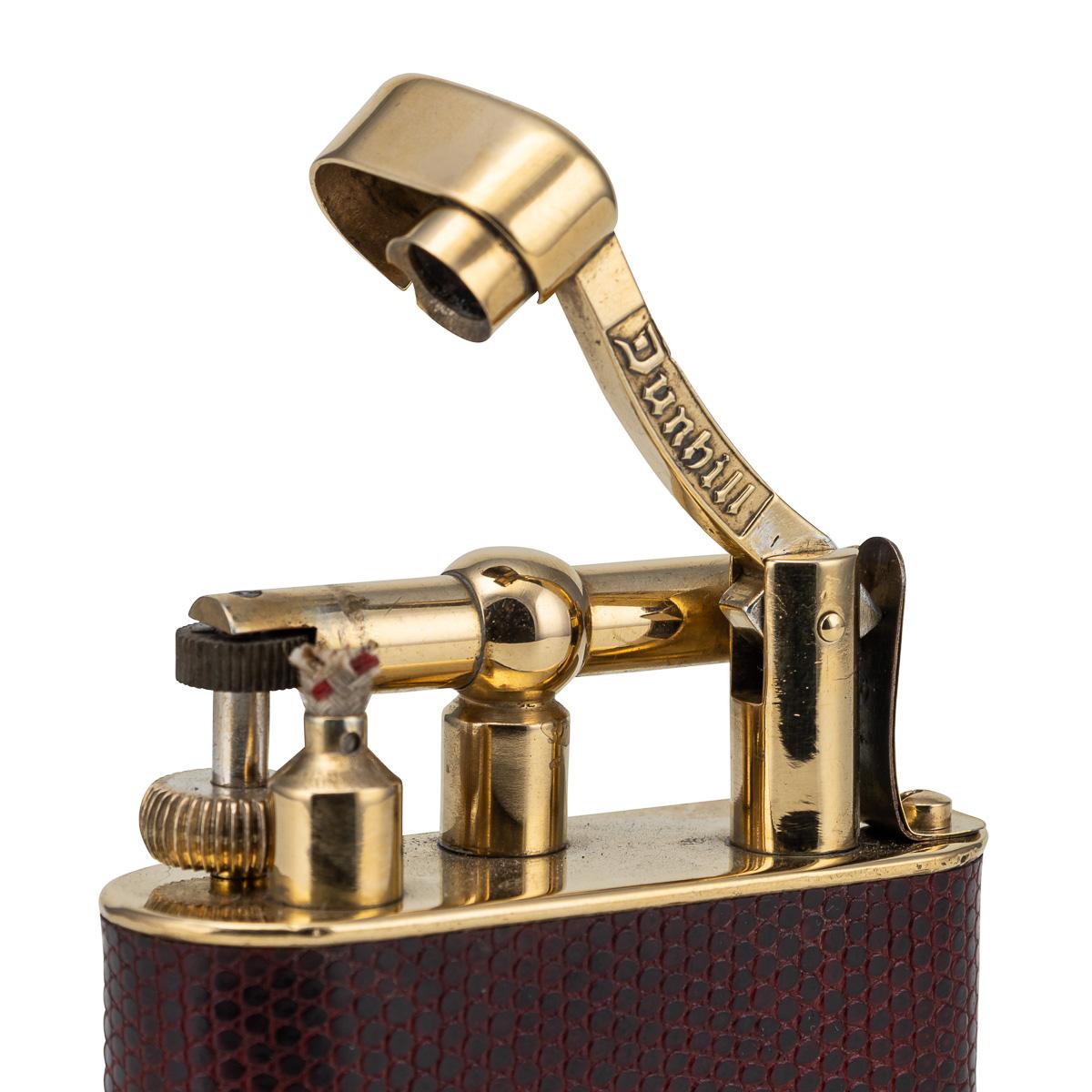 Briquet de table Dunhill du 20e siècle en plaqué or et peau de serpent, c.1950 en vente 1