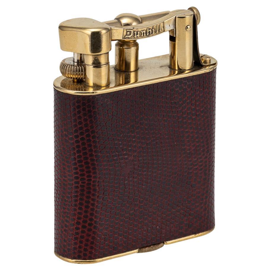 20th Century Gold Plate & Snakeskin Jumbo Dunhill Table Lighter c.1950