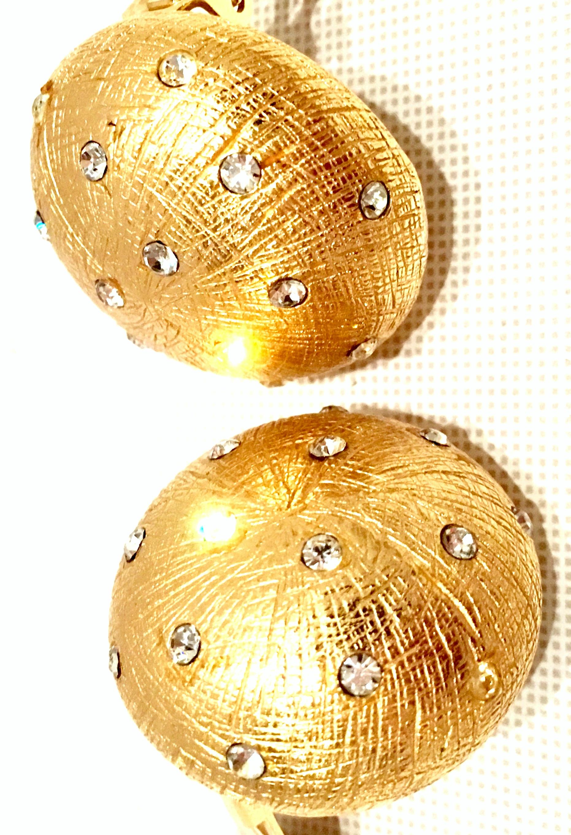 20th Century Gold Plate & Swarovski Crystal Earrings By, Christian Dior In Good Condition In West Palm Beach, FL