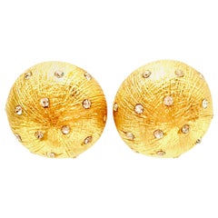 Vintage 20th Century Gold Plate & Swarovski Crystal Earrings By, Christian Dior