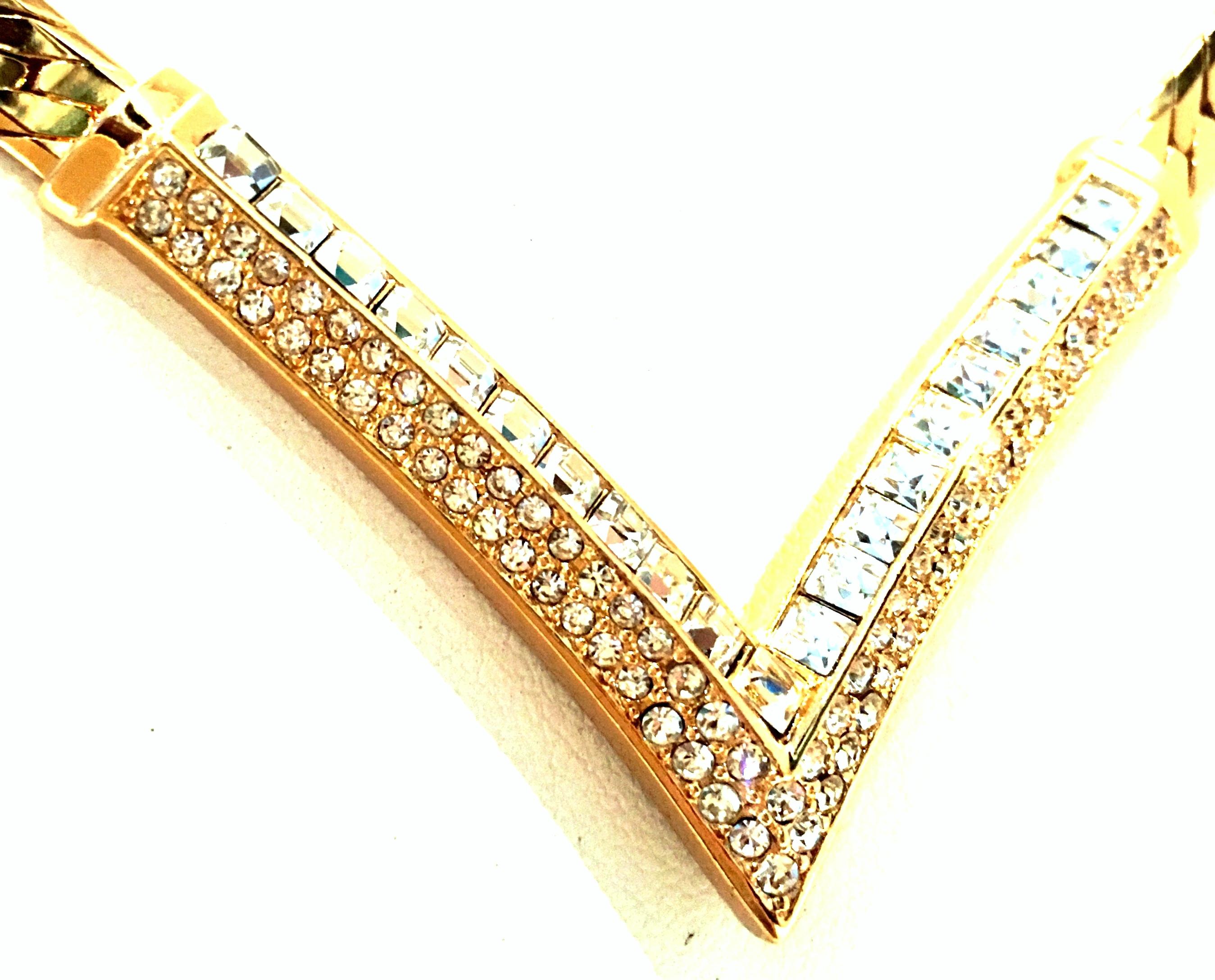 Women's or Men's 20th Century Gold Plate & Swarovski Crystal 