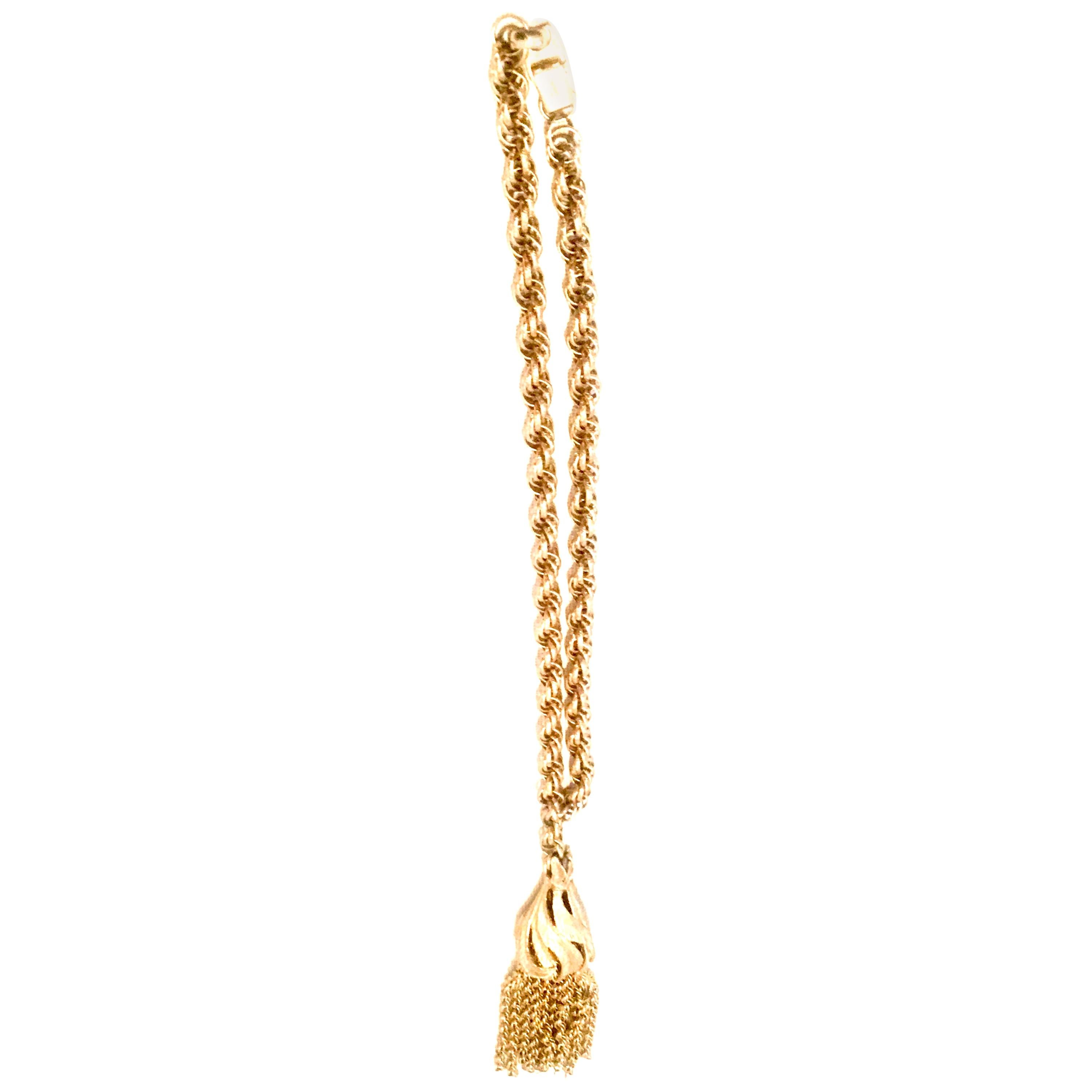 20th Century Gold Plate "Tassel" Pendant Necklace By, Napier For Sale