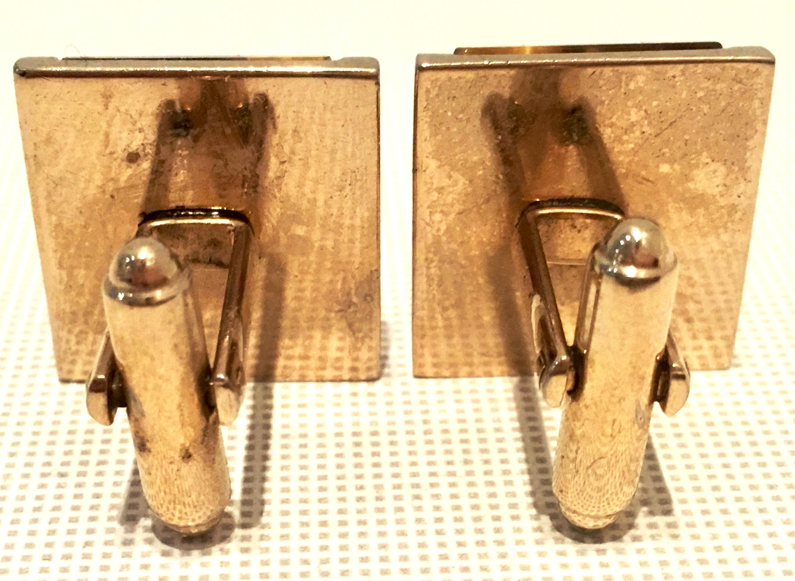 20th Century Gold Plate & Tigers Eye Cufflinks By, Dante For Sale 5