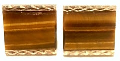 20th Century Gold Plate & Tigers Eye Cufflinks By, Dante