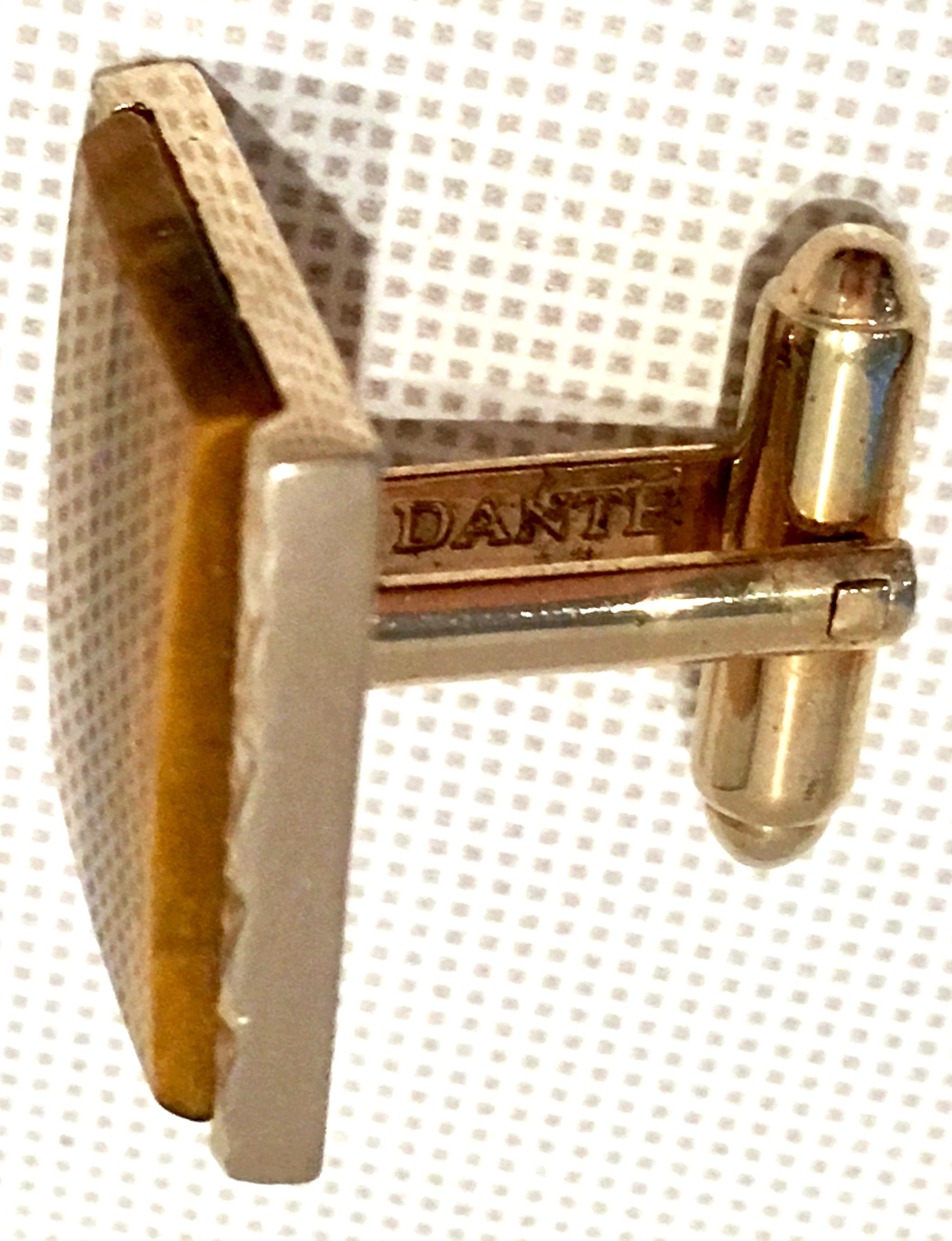 20th Century Gold Plate & Tigers Eye Cufflinks By, Dante For Sale 4