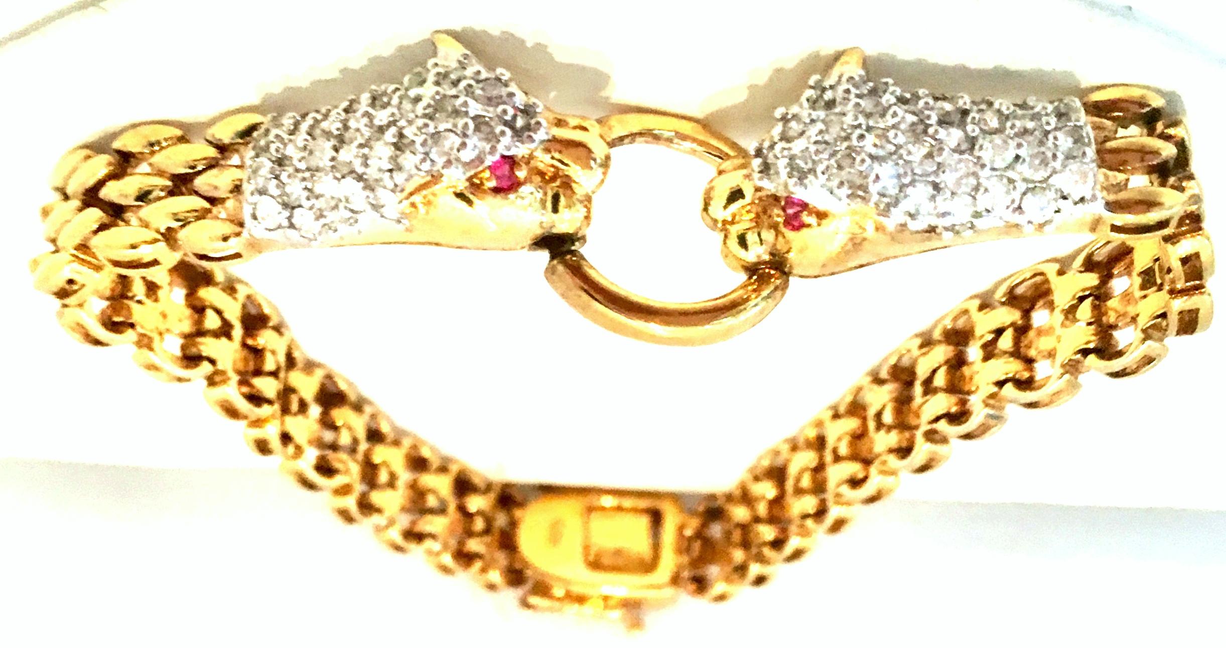 20th Century Gold Plated 925 Sterling Link & Austrian Crystal 