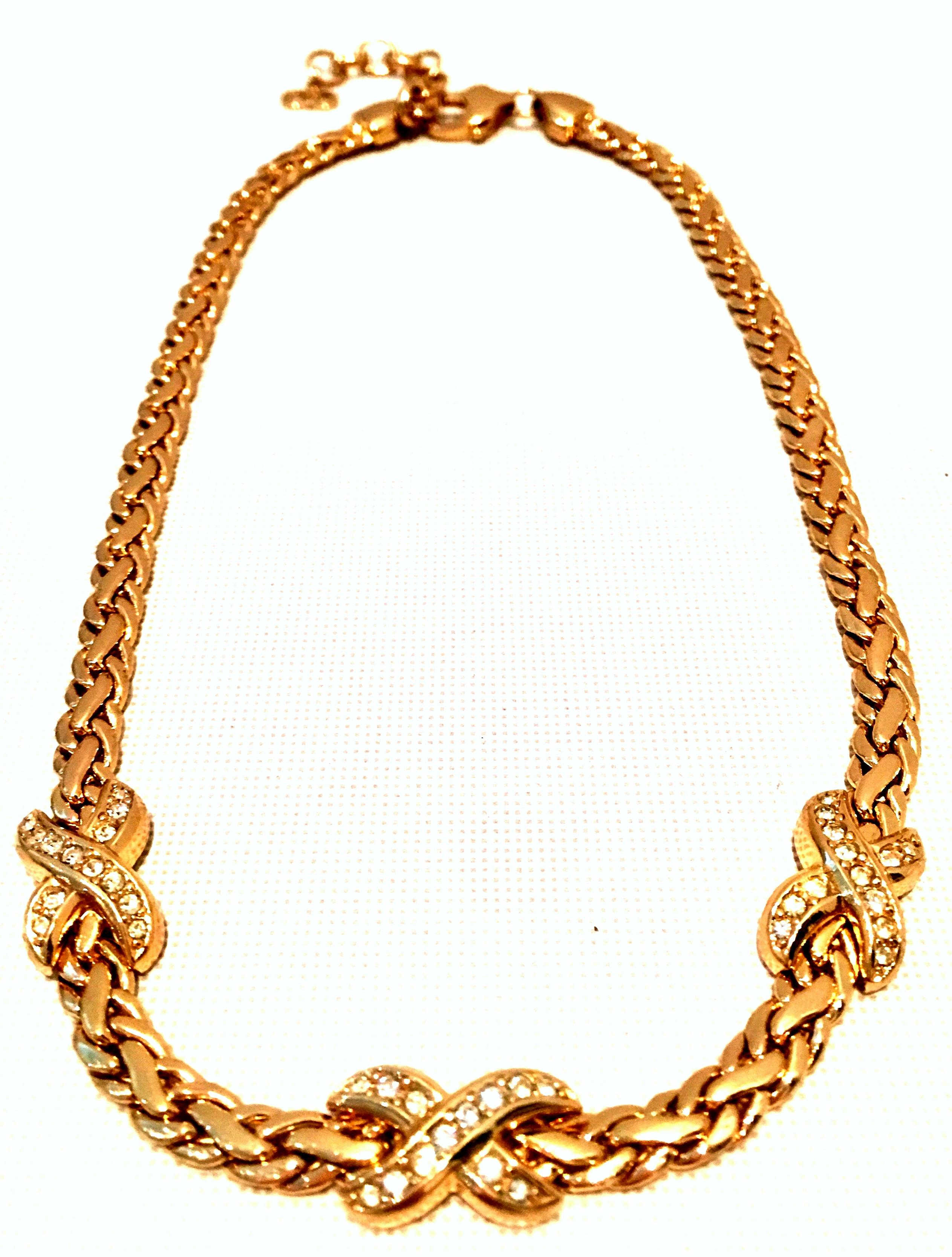 20th Century Gold & Swaorovski Crystal Choker Style Necklace By, Christian Dior 7