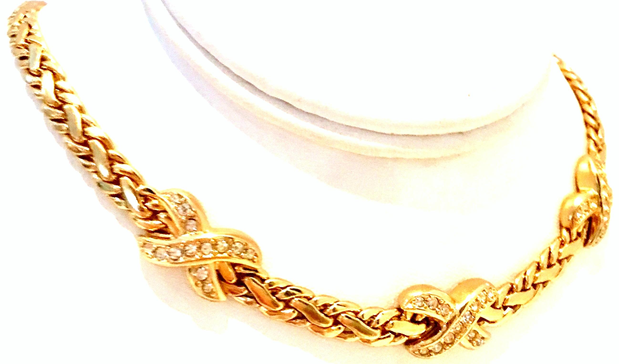 20th Century Gold & Swaorovski Crystal Choker Style Necklace By, Christian Dior In Good Condition In West Palm Beach, FL