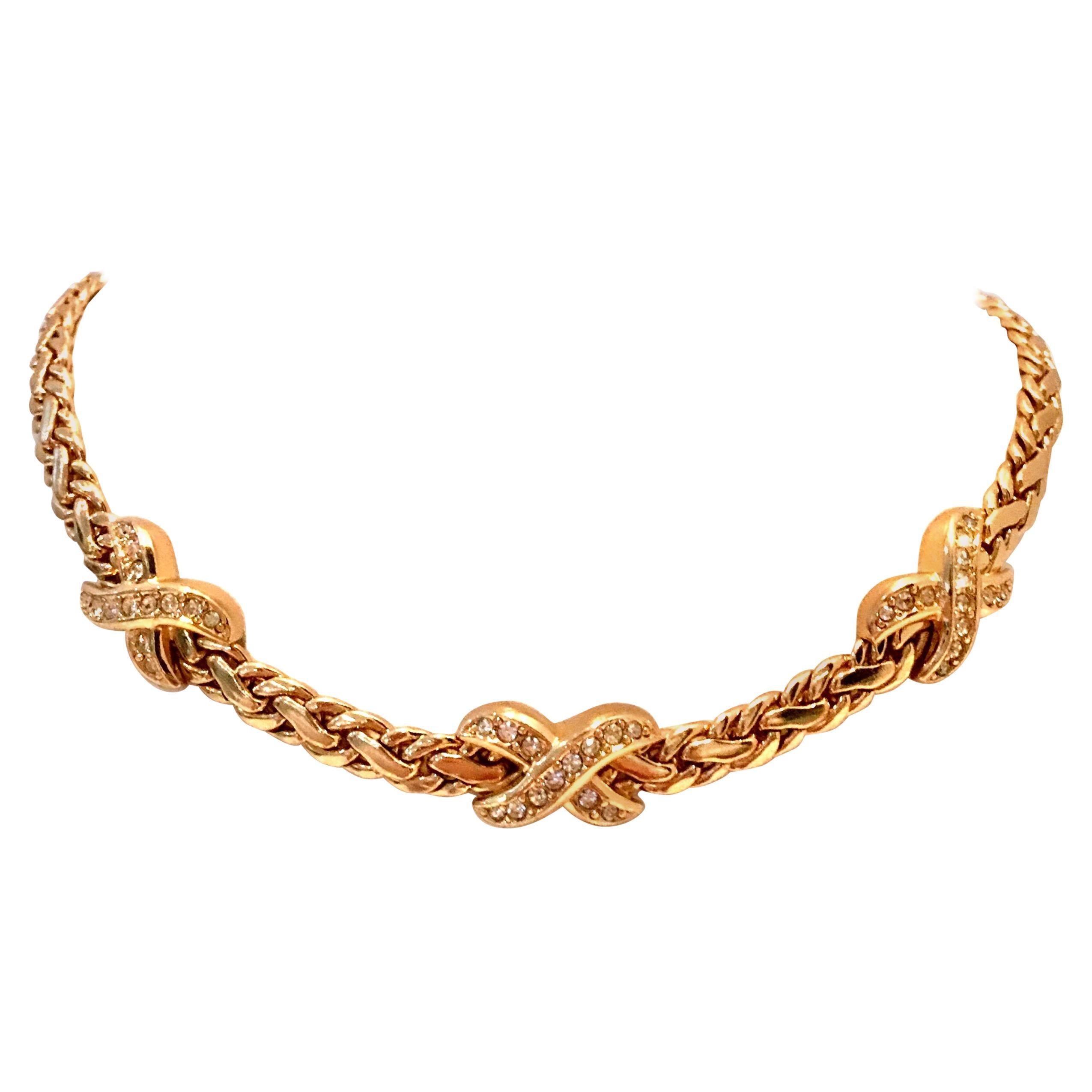20th Century Gold & Swaorovski Crystal Choker Style Necklace By, Christian Dior