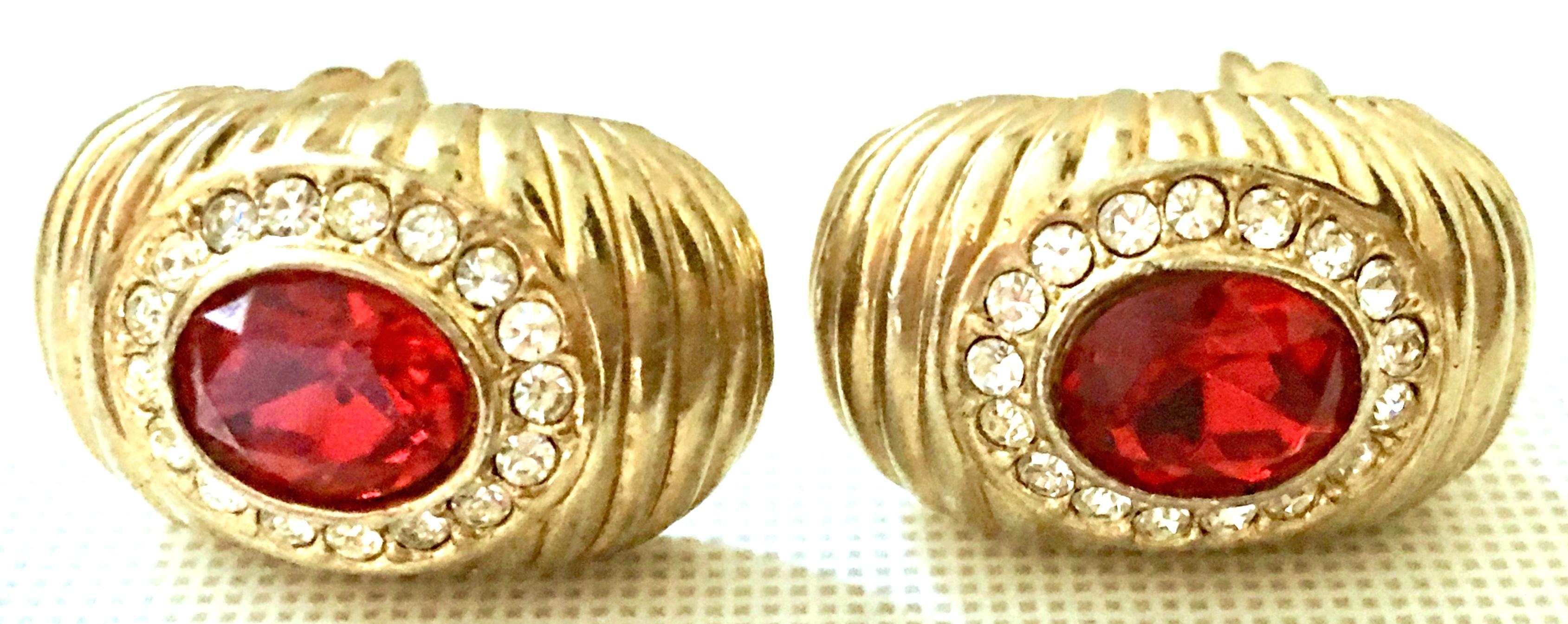 20th Century Gold & Swarovski Cry stal Earrings By, Christian Dior For Sale 1