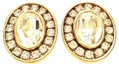 20th Century Gold & Swarovski Crystal Earrings By, Givenchy