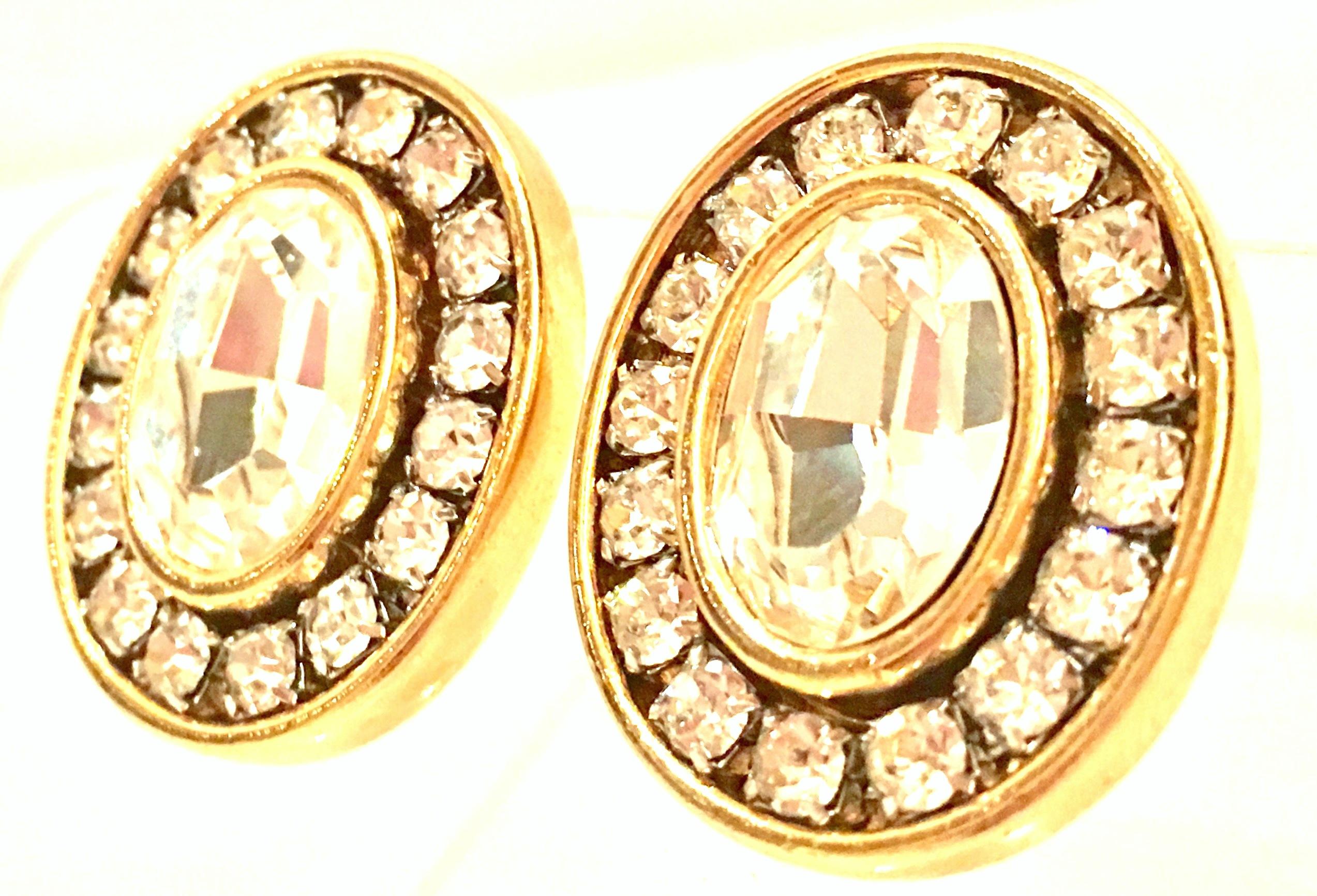 20th Century Gold & Swarovski Crystal Earrings By, Givenchy In Good Condition For Sale In West Palm Beach, FL
