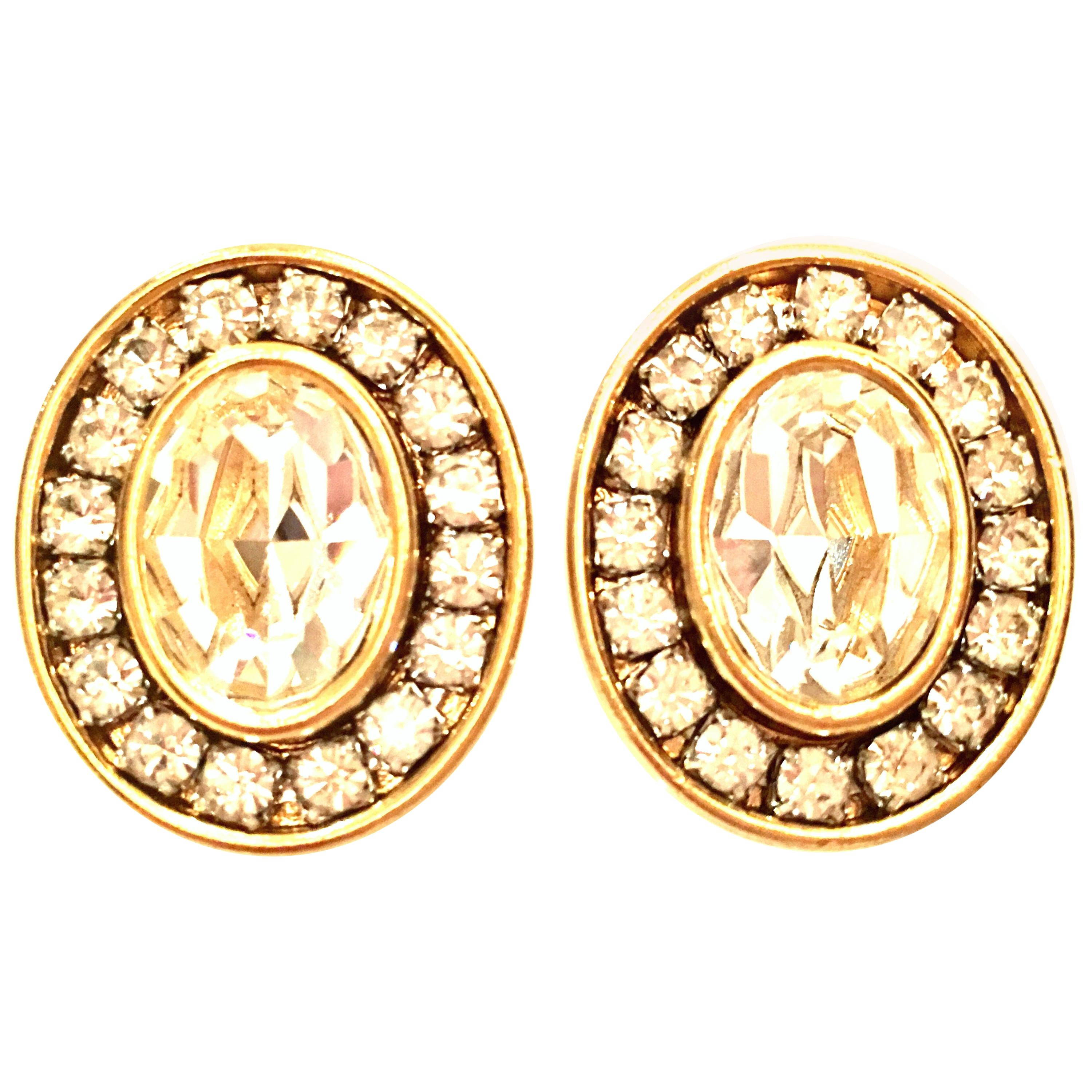 20th Century Gold & Swarovski Crystal Earrings By, Givenchy For Sale