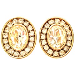 20th Century Gold & Swarovski Crystal Earrings By, Givenchy