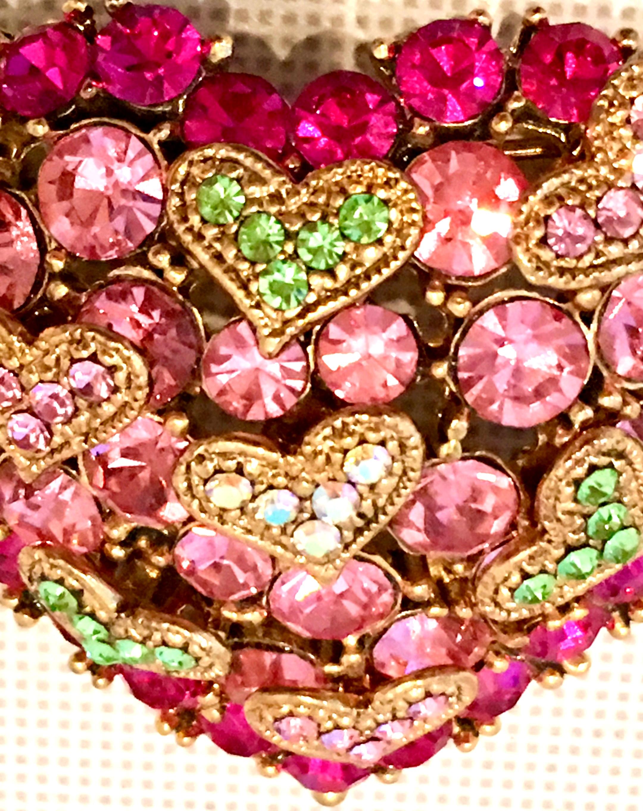 20th Century Gold & Swarovski Crystal Heart Form Brooch 5
