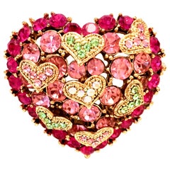 20th Century Gold 
Swarovski Crystal Heart Form Brooch