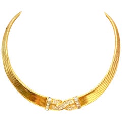 Vintage 20th Century Gold & Swarovski Crystal Necklace By, Christian Dior