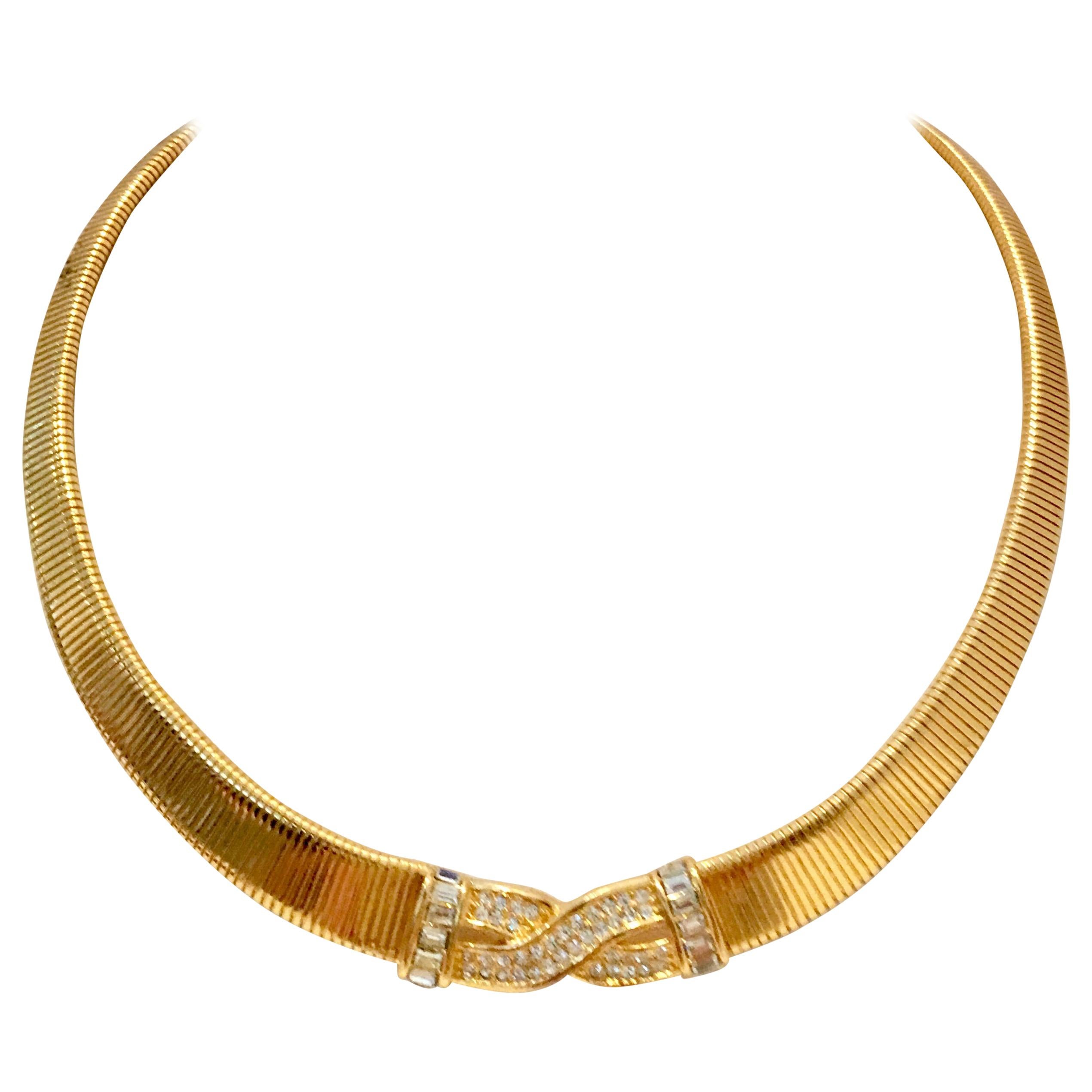 20th Century Gold & Swarovski Crystal Necklace By, Christian Dior For Sale