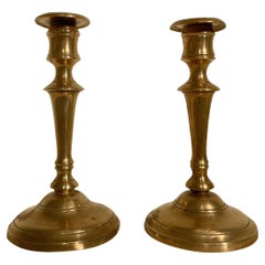 20th Century Gold Swedish Gustavian Pair of Bronze Candle Holders by Skultuna