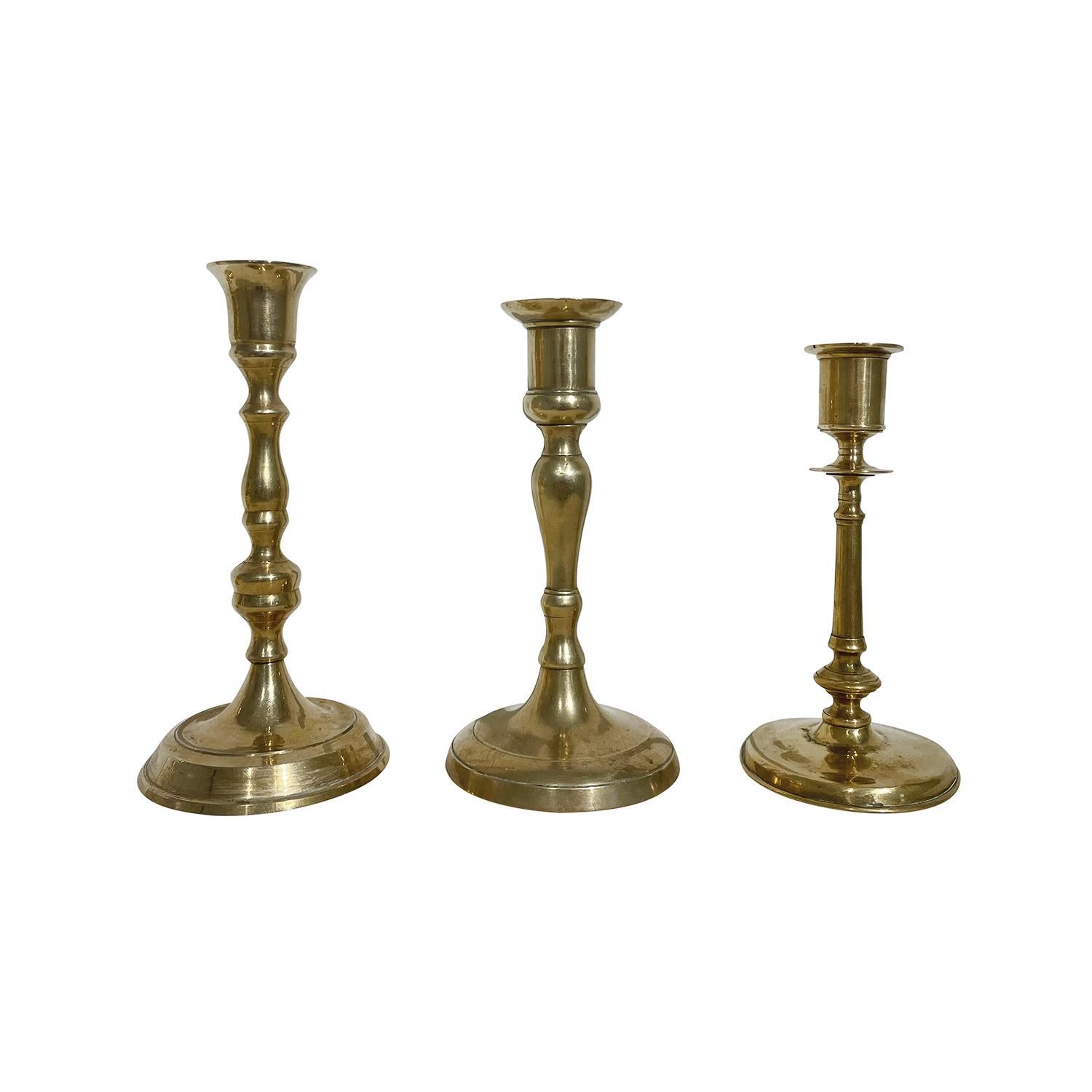 20th Century Gold Swedish Gustavian Similar Set of Eleven Brass Candle Holders For Sale 9