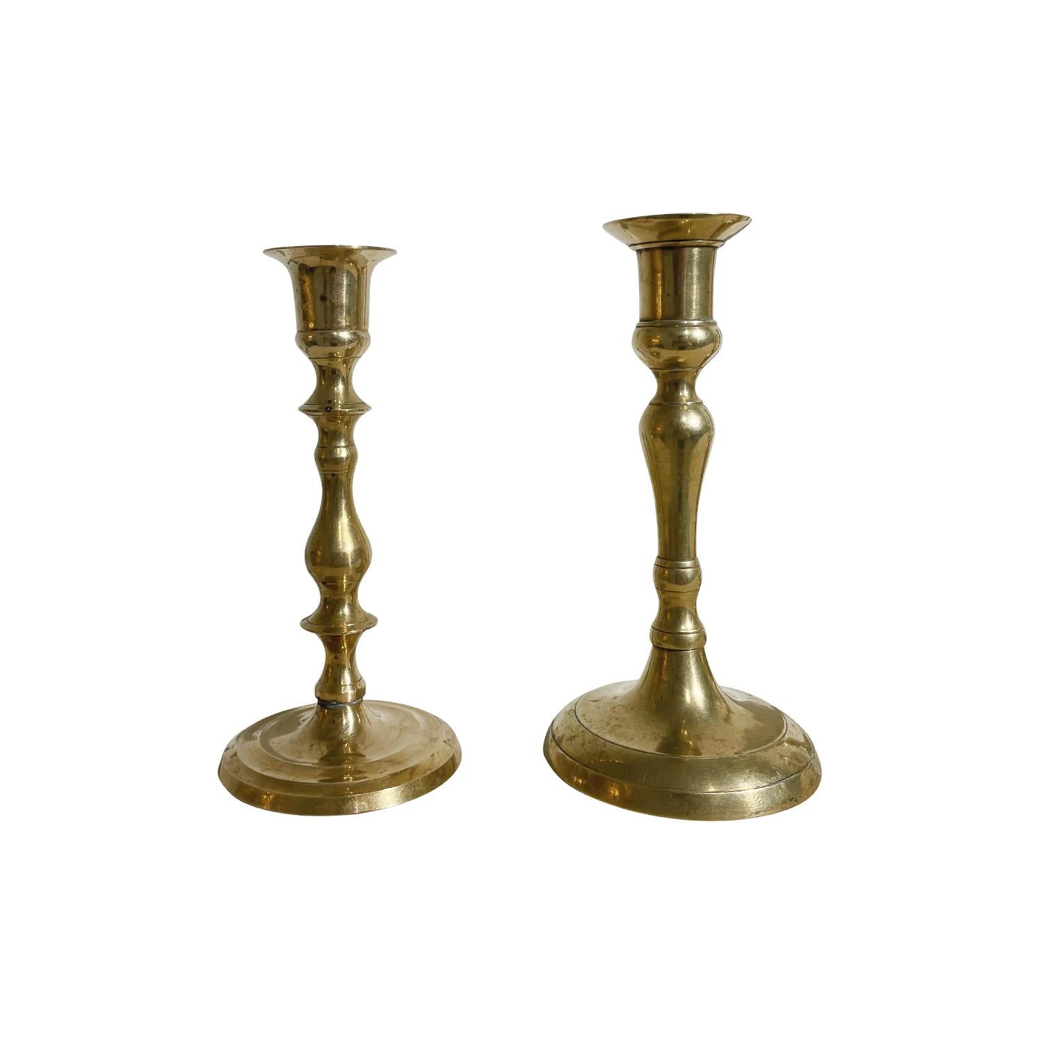20th Century Gold Swedish Gustavian Similar Set of Eleven Brass Candle Holders For Sale 1