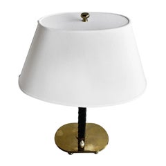 20th Century Gold Swedish Svenskt Tenn Leather, Brass Desk Light by Josef Frank