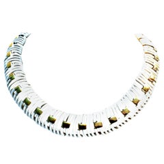 20th Century Gold & White Enamel Choker Style Necklace By, Trifari