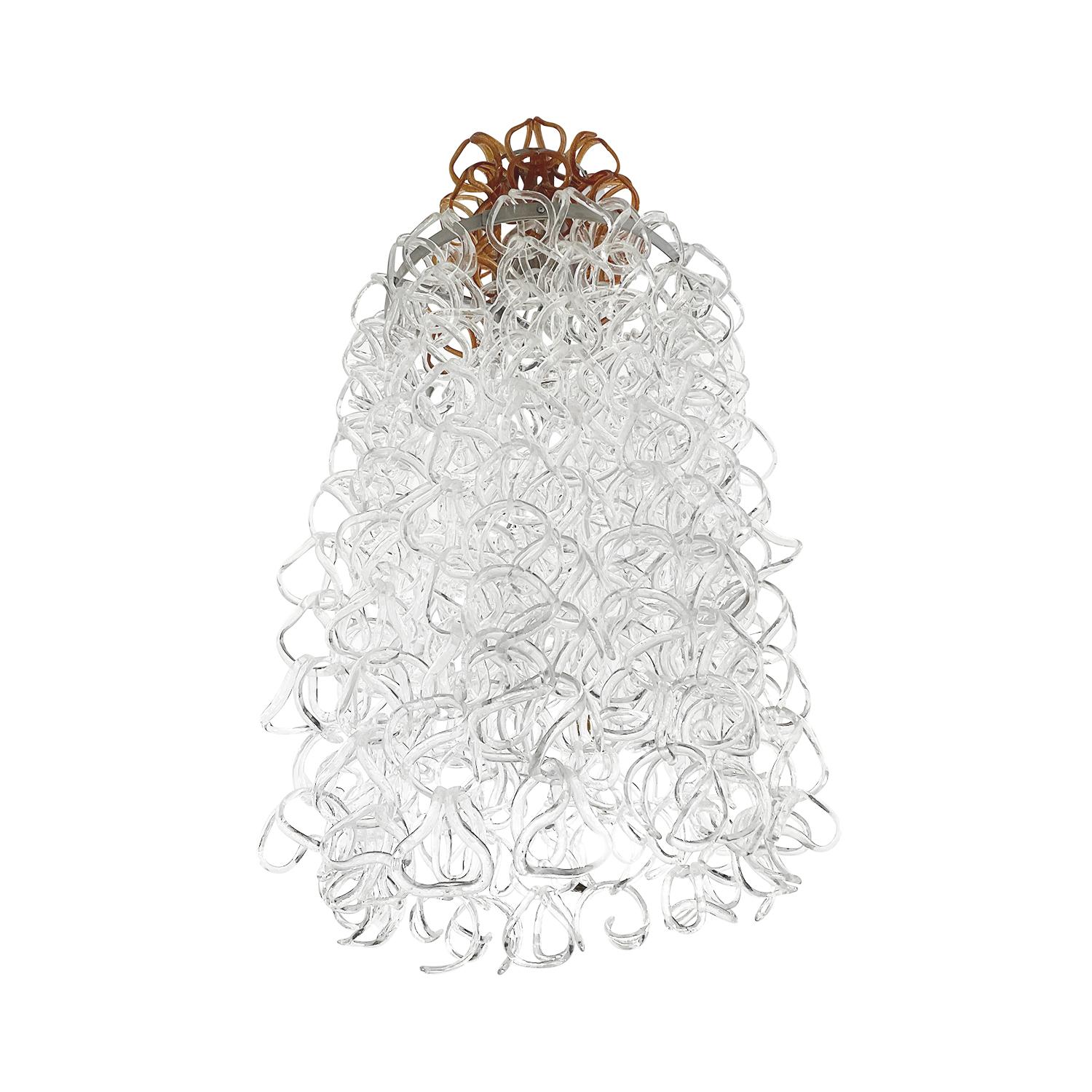 Italienische Kristallglas-Hängelampe aus der Mitte des 20. Jahrhunderts von Angelo Mangiarotti (Moderne der Mitte des Jahrhunderts) im Angebot