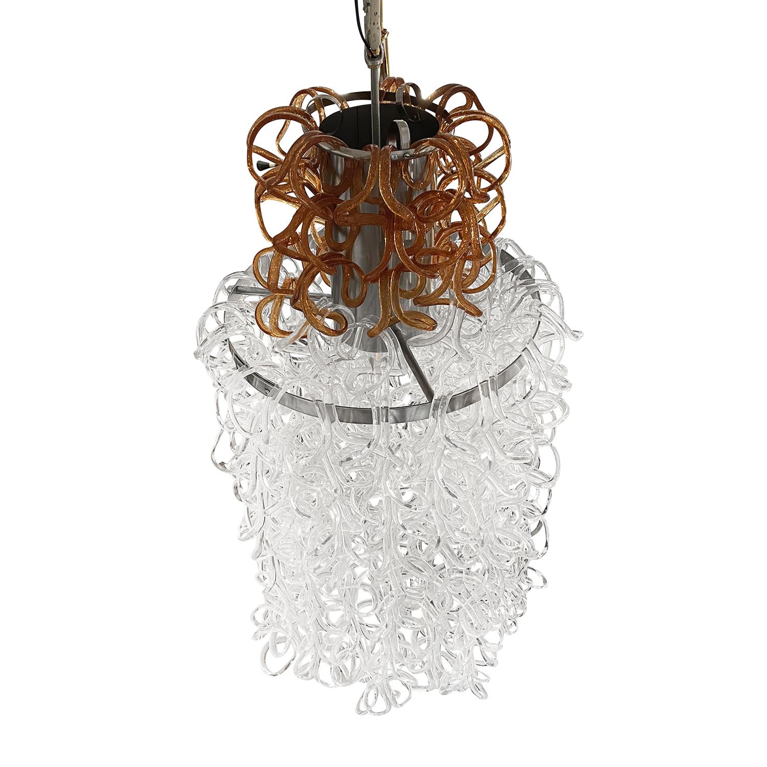 Hand-Crafted 20th Century Italian Mid-Century Crystal Glass Pendant by Angelo Mangiarotti For Sale