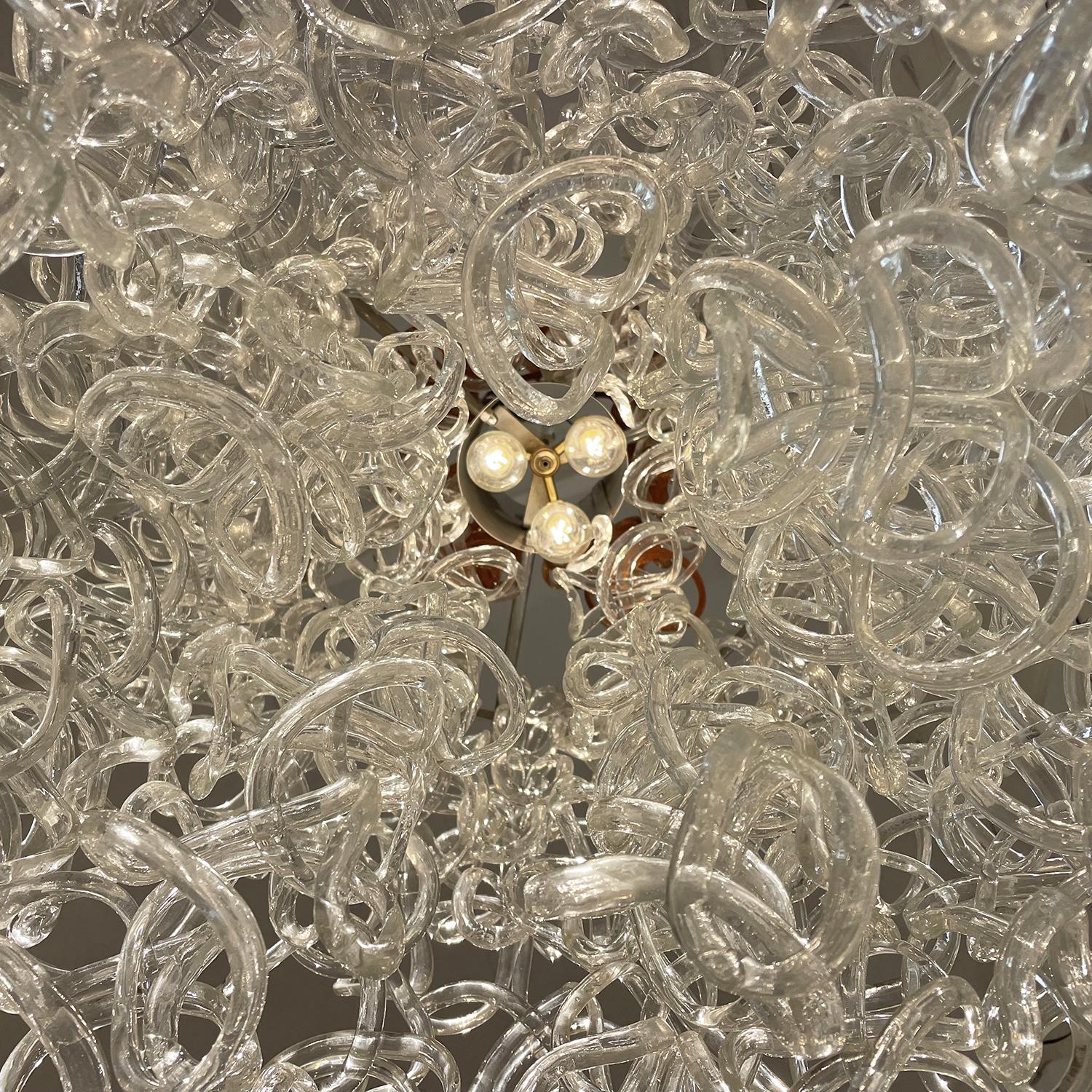 Italienische Kristallglas-Hängelampe aus der Mitte des 20. Jahrhunderts von Angelo Mangiarotti im Angebot 2