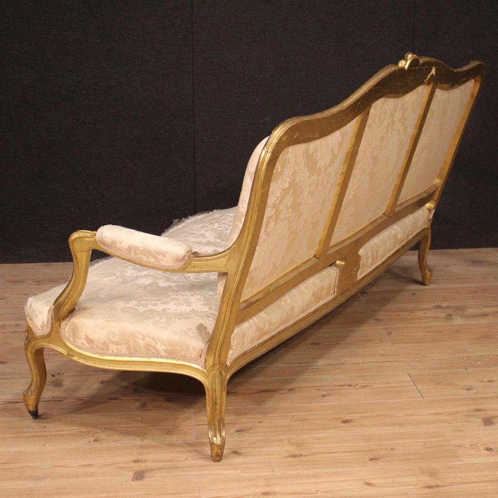 20th Century Gold Wood and Fabric French Louis XV Style Sofa, 1920 For Sale 1