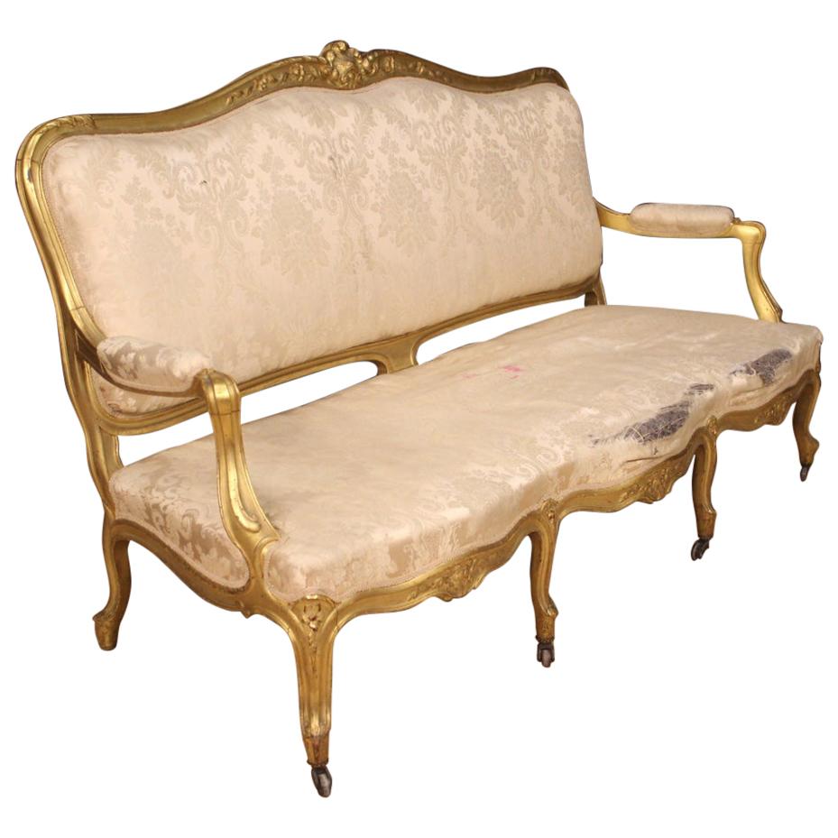 20th Century Gold Wood French Louis XV Style Sofa, 1920