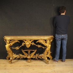 20th Century Gold Wood Italian Console Table, 1920s