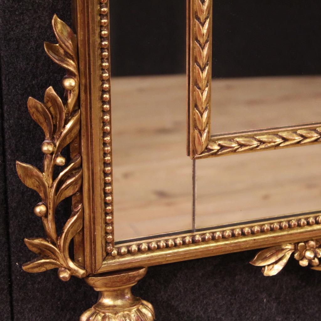 miroir italien de style Louis XVI en bois doré du 20e siècle, 1960 en vente 4