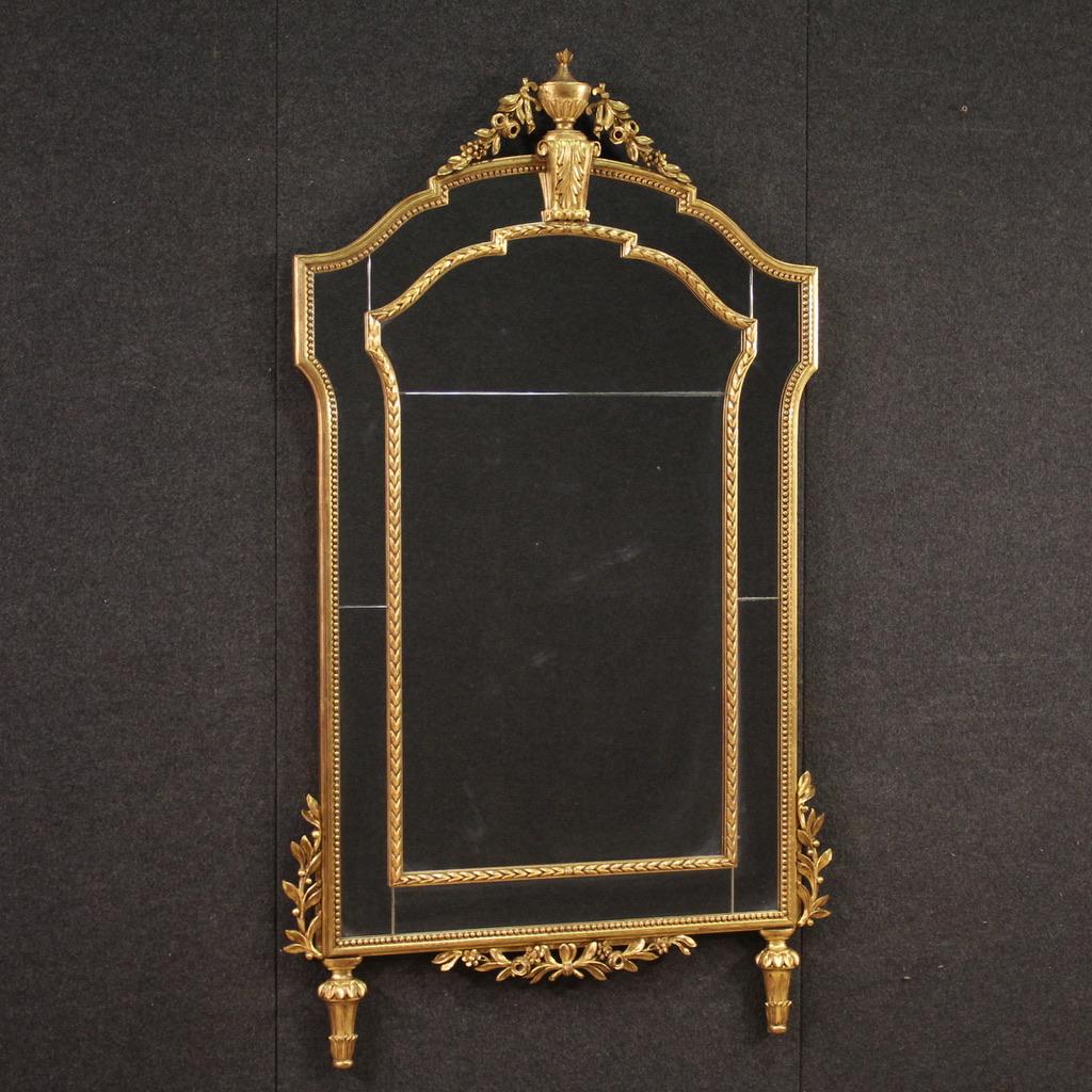 miroir italien de style Louis XVI en bois doré du 20e siècle, 1960 en vente 5