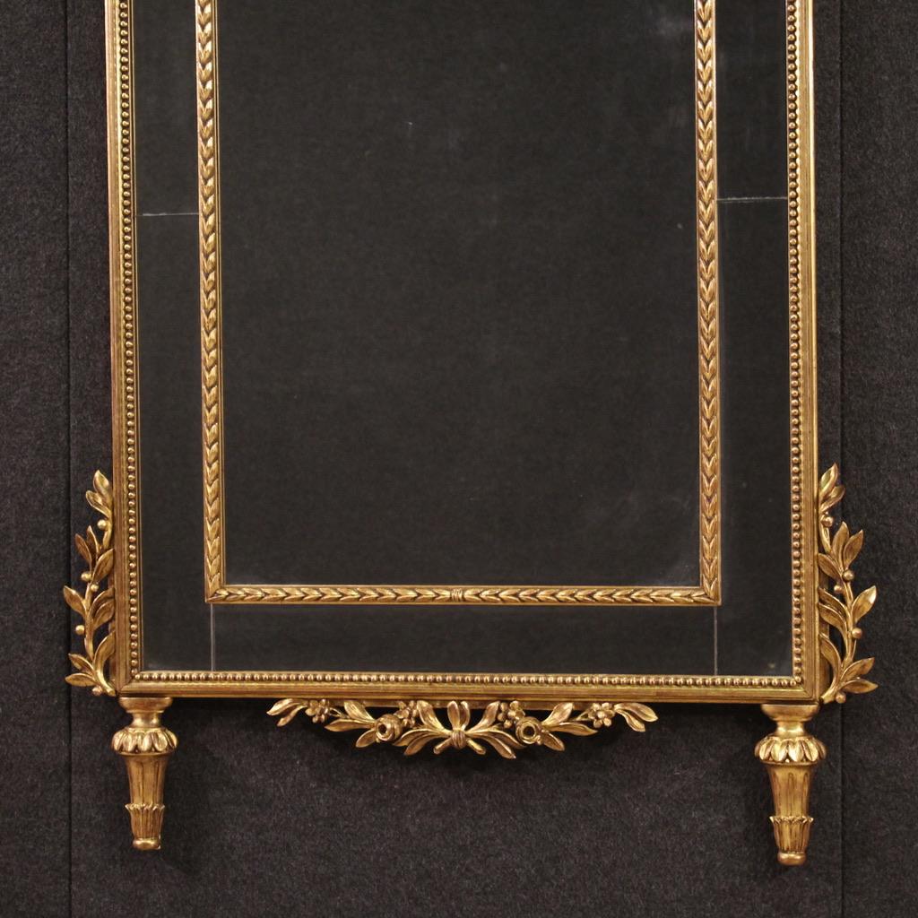 miroir italien de style Louis XVI en bois doré du 20e siècle, 1960 Bon état - En vente à Vicoforte, Piedmont