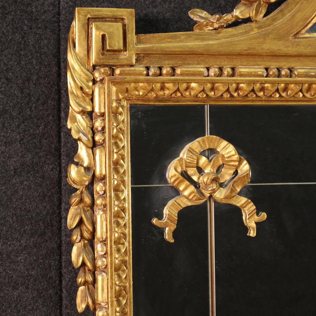 20th Century Gold Wood Italian Louis XVI Style Mirror, 1960 1