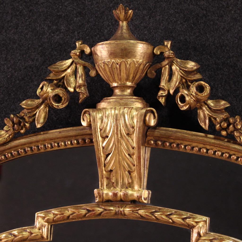 Mid-20th Century miroir italien de style Louis XVI en bois doré du 20e siècle, 1960 en vente