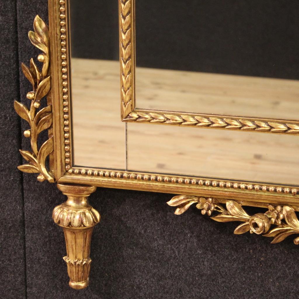 miroir italien de style Louis XVI en bois doré du 20e siècle, 1960 en vente 1