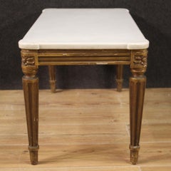 20th Century Gold Wood Marble Top Louis XVI Style Italian Coffee Table, 1970