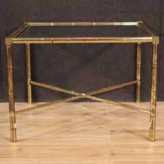 20th Century Golden Brass with Glass Top French Modern Coffee Table, 1960s