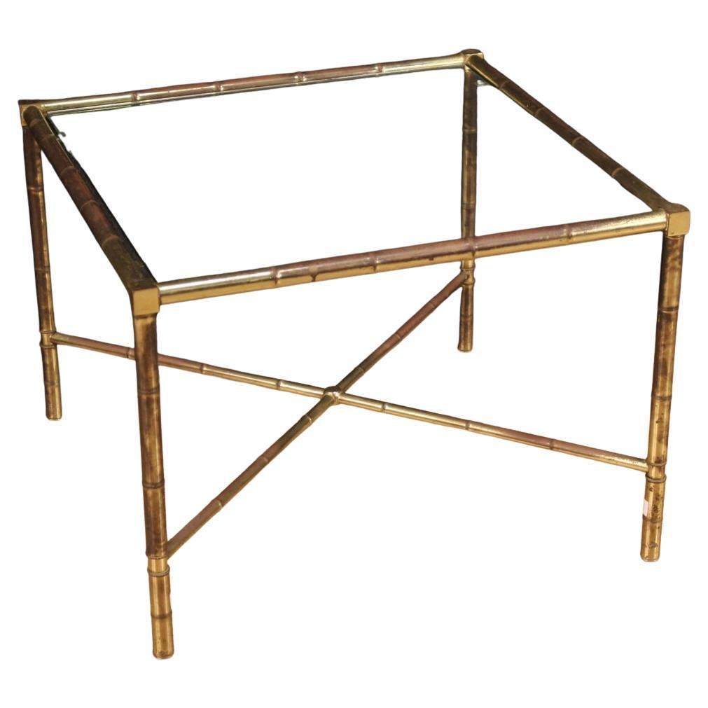 table basse moderne française du 20e siècle en laiton doré avec plateau en verre, 1960