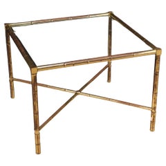 20th Century Golden Brass with Glass Top French Modern Coffee Table, 1960s