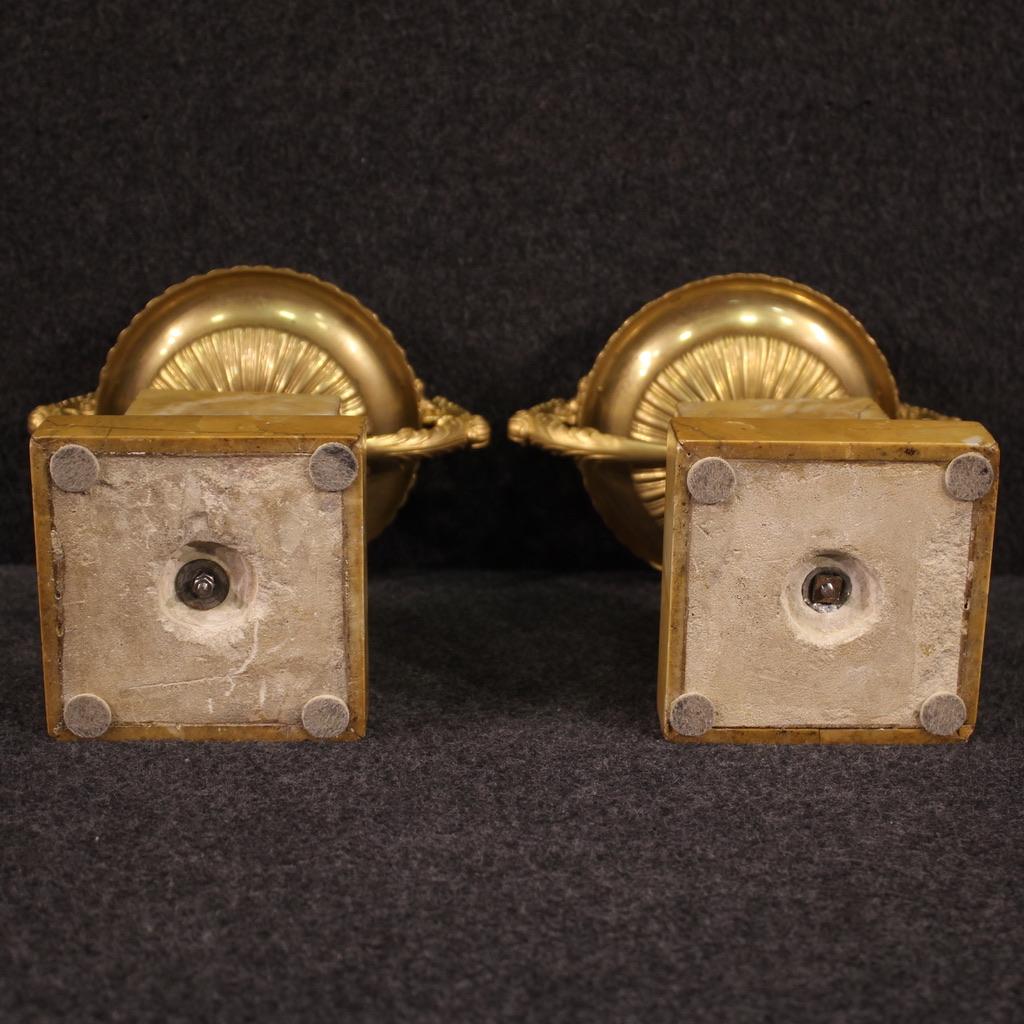 20th Century Golden Bronze and Yellow Marble Italian Centerpieces, 1930s For Sale 8