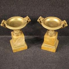 20th Century Golden Bronze and Yellow Marble Italian Centerpieces, 1930
