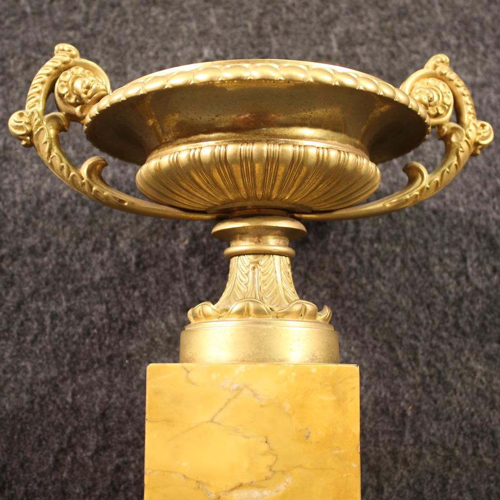 Mid-20th Century 20th Century Golden Bronze and Yellow Marble Italian Centerpieces, 1930s For Sale