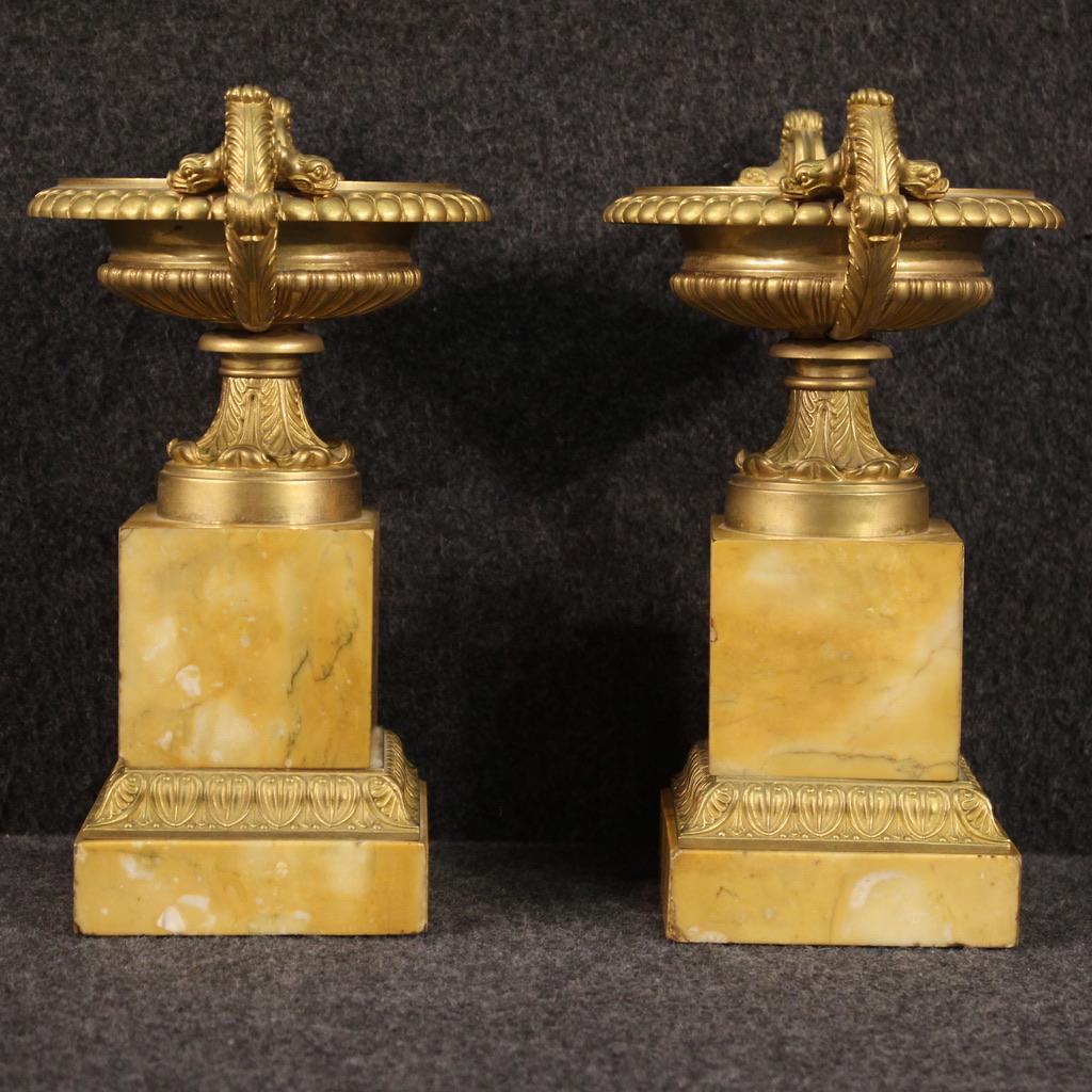 20th Century Golden Bronze and Yellow Marble Italian Centerpieces, 1930s For Sale 3