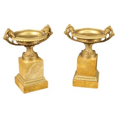 20th Century Golden Bronze and Yellow Marble Italian Centerpieces, 1930s