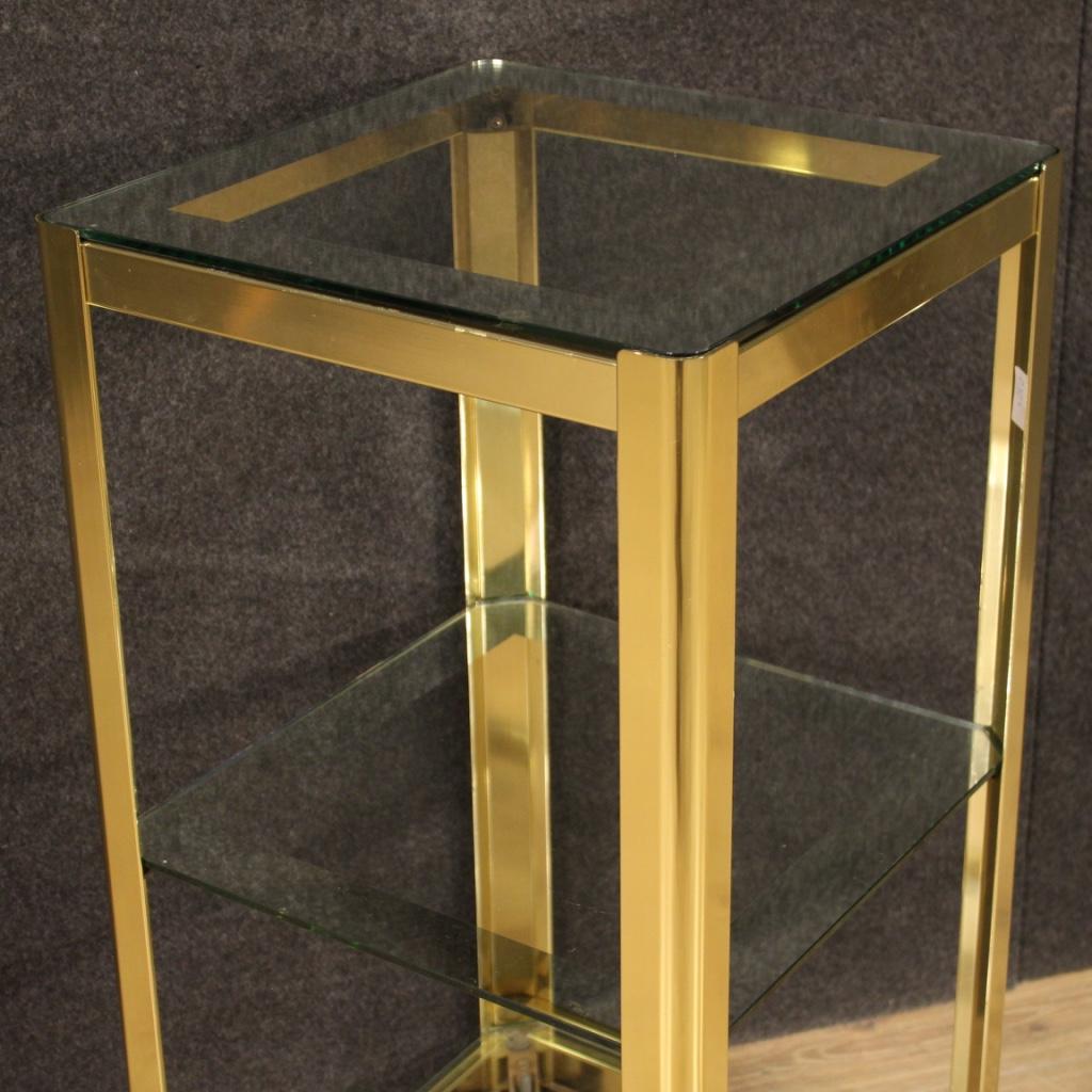 20th Century Golden Metal and Glass Italian Design Side Table, 1980 6